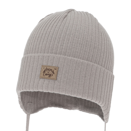 Chlapecká podzimní/jarní čepice, béžová, zavazovací, s bavlnou, Fenris