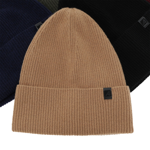 Pánská podzimní/jarní čepice, khaki, s merino vlnou s kašmírem, Azuryt