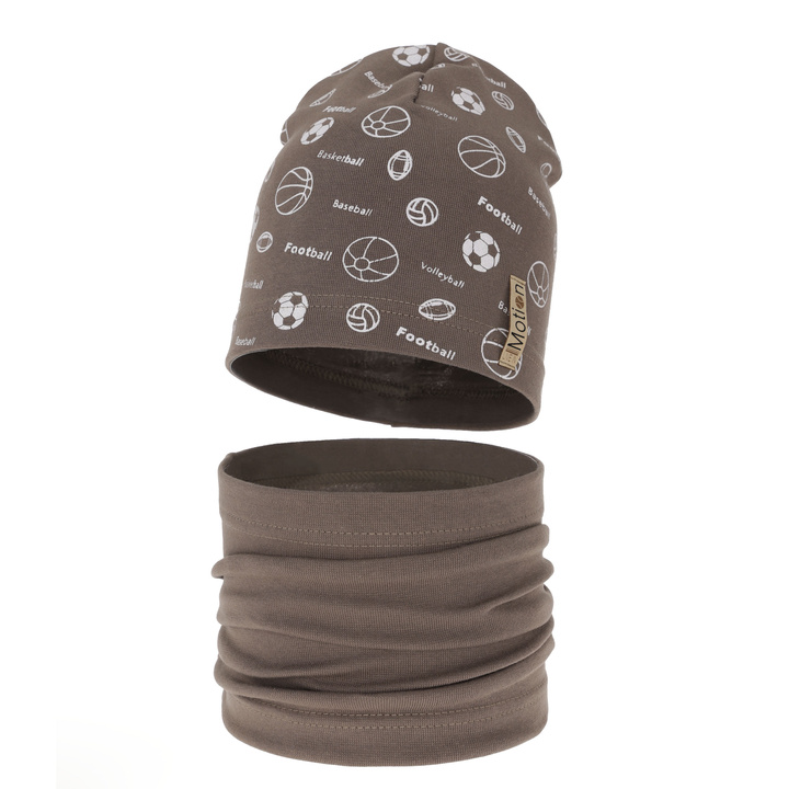 Komplet podzimní/jarní chlapecký: čepice a tunel hnědý Paolo