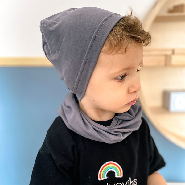 Komplet podzimní/jarní chlapecký: čepice a tunel khaki Hazel