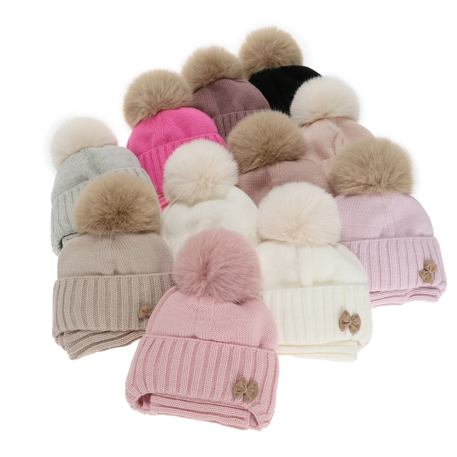 Komplet zimnej dívčej: čiapka a tunel fialový s bambuľou Talena