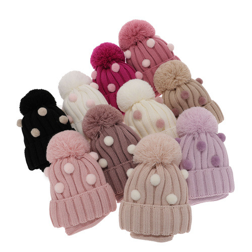 Komplet zimní dívčí: čepice a tunel růžový bambulí Hekate