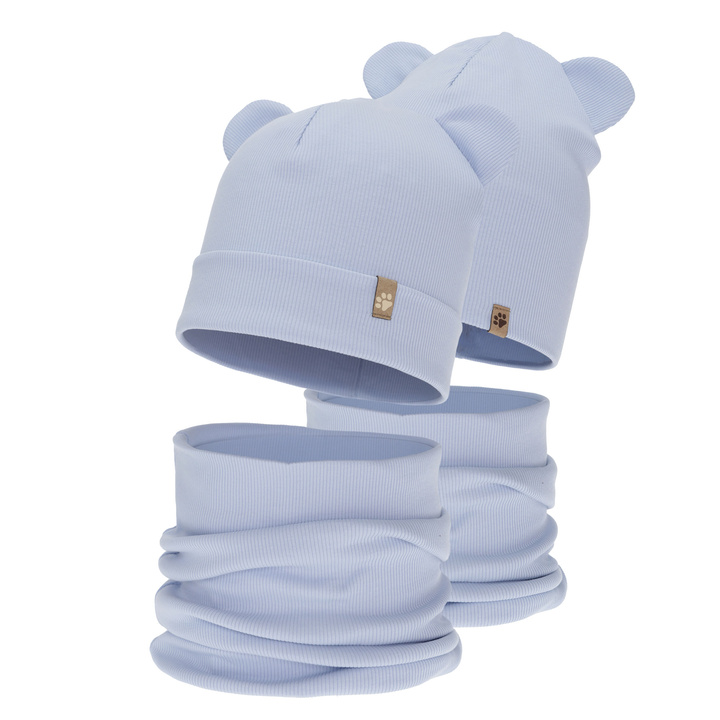 Komplet podzimní, jarní chlapecký: čepice a tunel, světle modrý, Farim