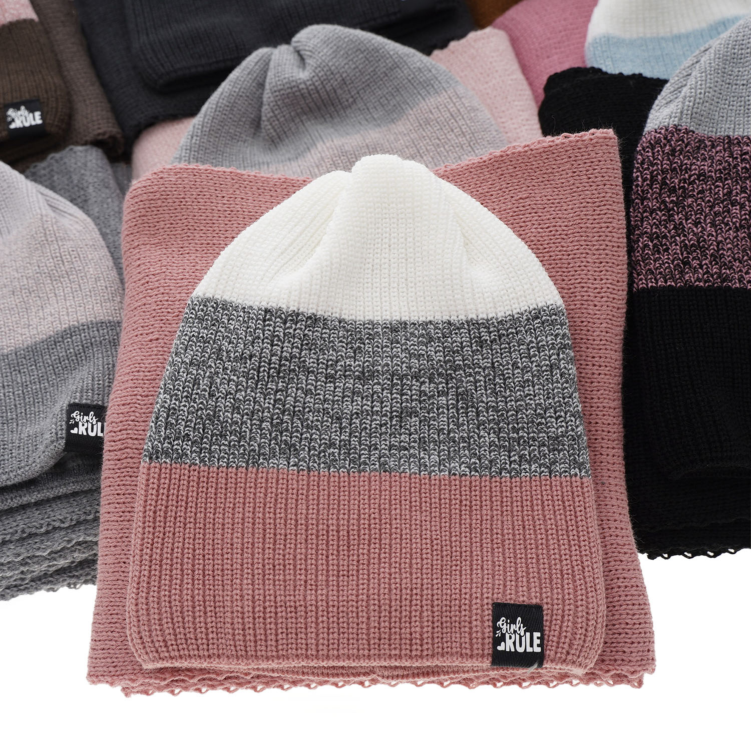 Komplet zimní dívčí: čepice a šála růžový Kourtney