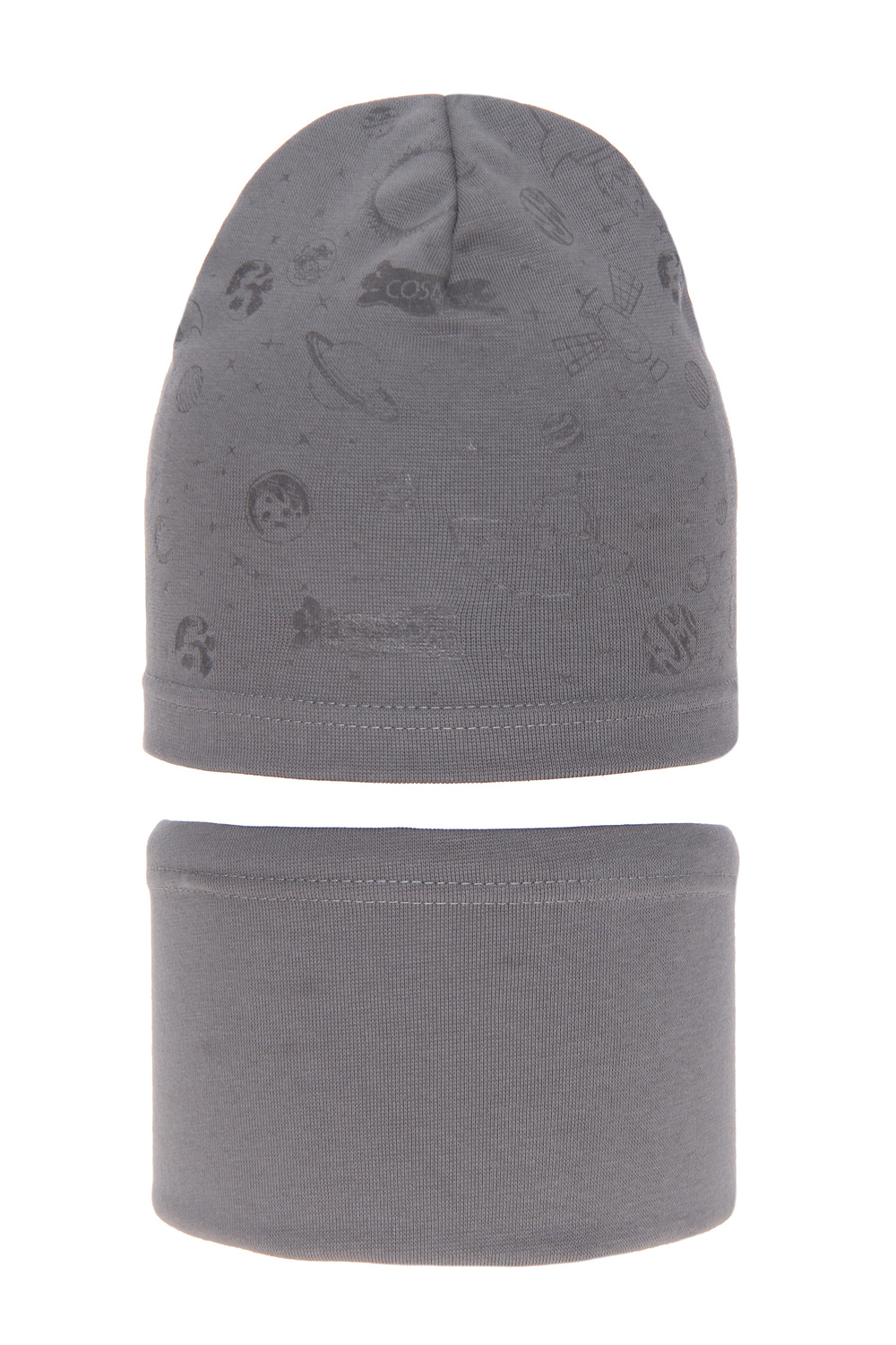 Komplet podzimní/jarní chlapecký: čepice a tunel šedý Kosmos