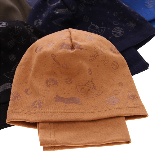 Komplet podzimní/jarní chlapecký: čepice a tunel černý Kosmos