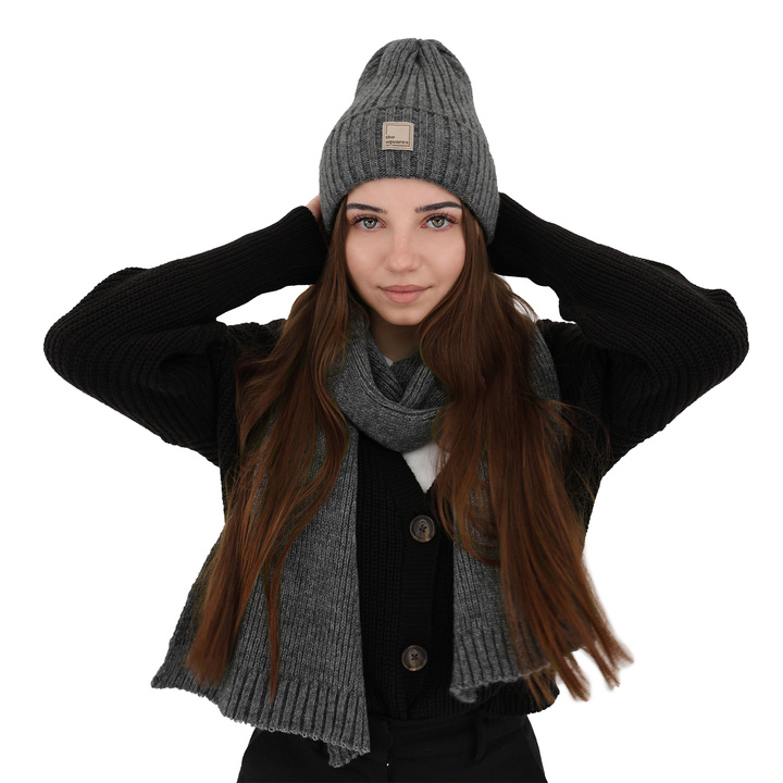 Šátek zimný dámsky šedý merino vlnený Loretta
