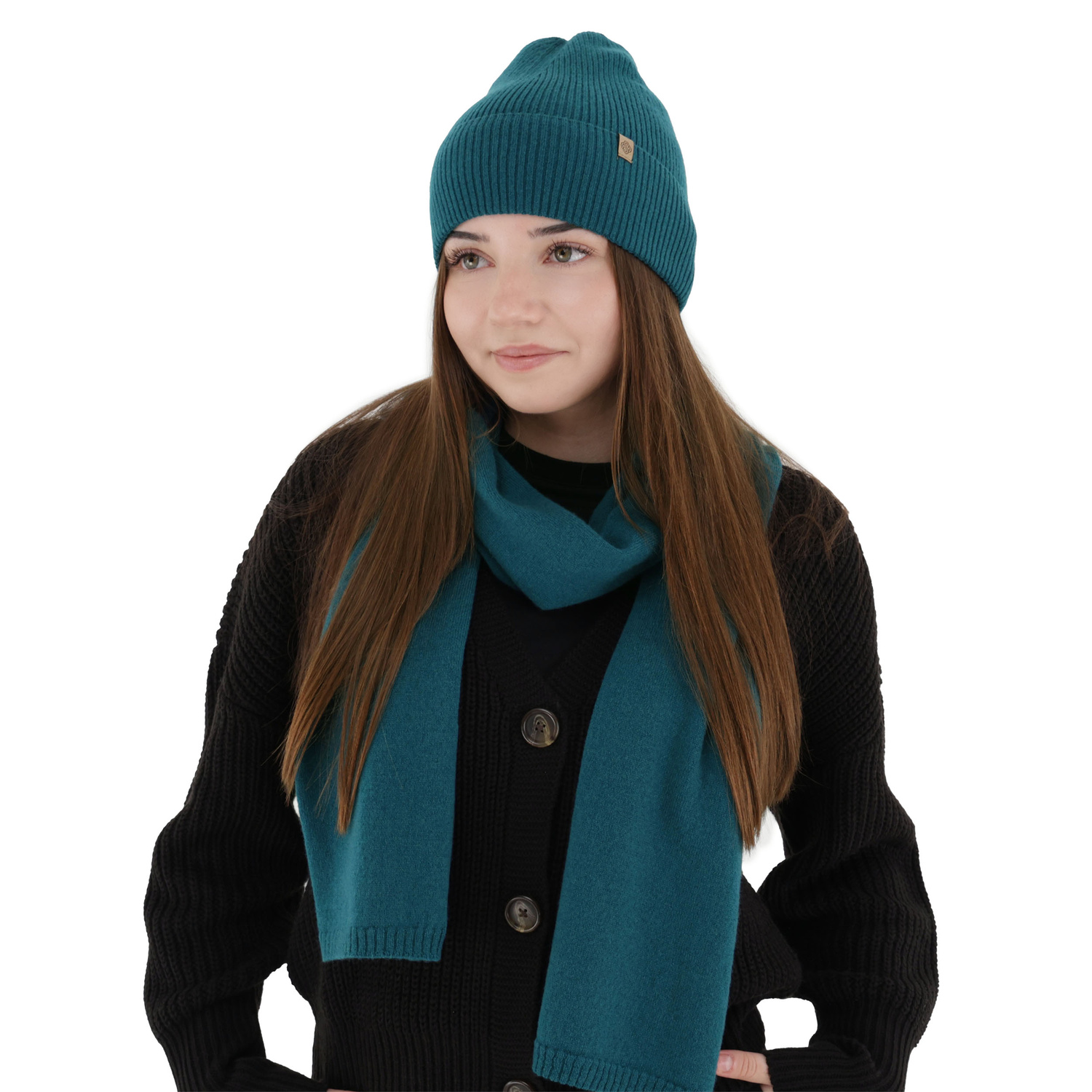 Šála zimní dámská, smaragdová, merino vlna s kašmírem, Irenia