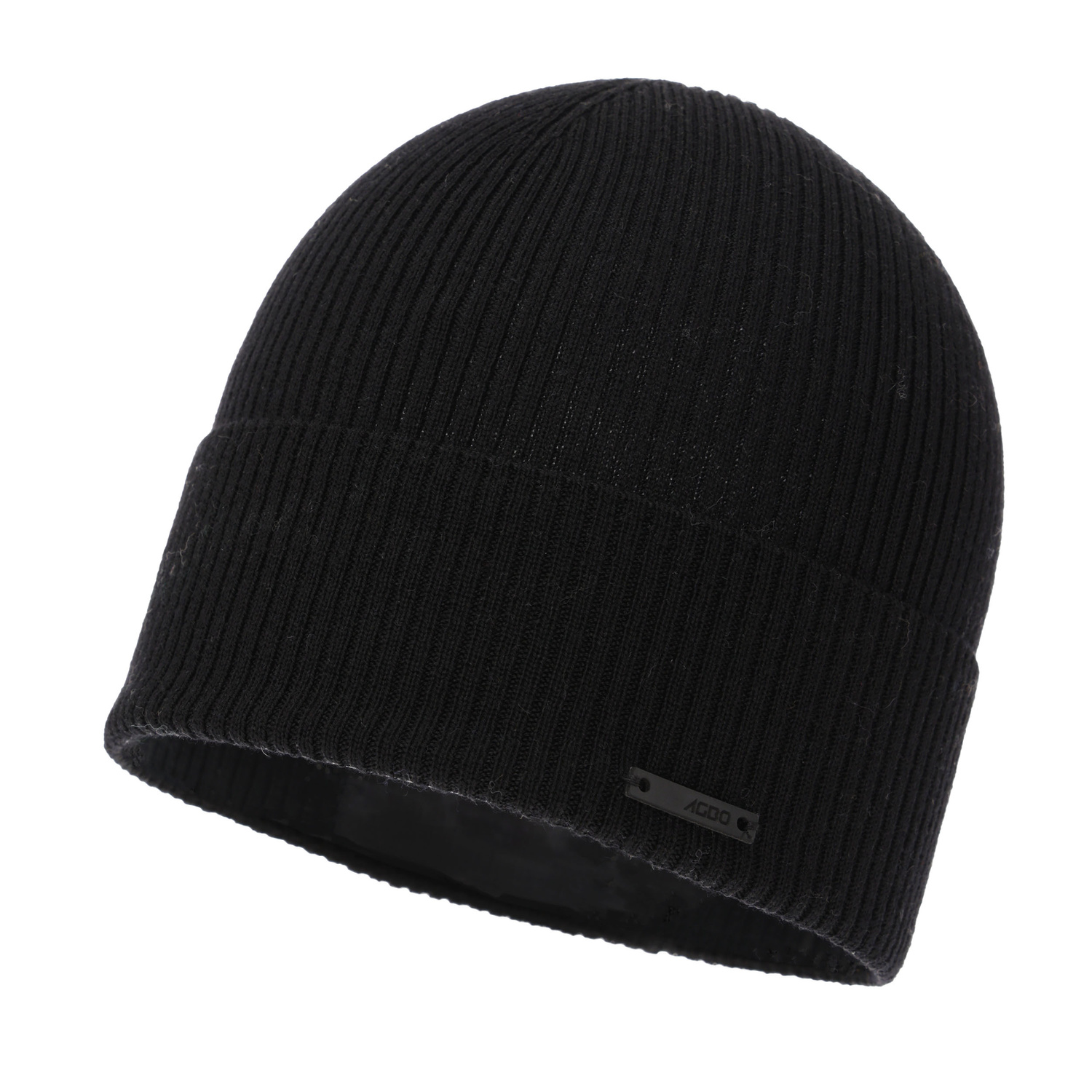 Pánská podzimní, jarní čepice černá 100% merino vlněná Fleur