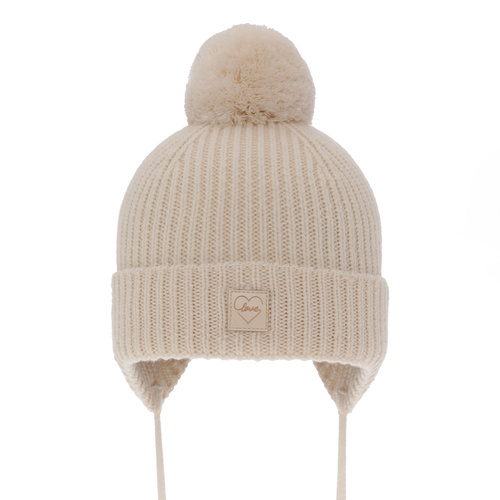 Dievčenská zimná čiapka růžová 100% extra jemná merino vlnená  s podšívkou z vlnené Havana