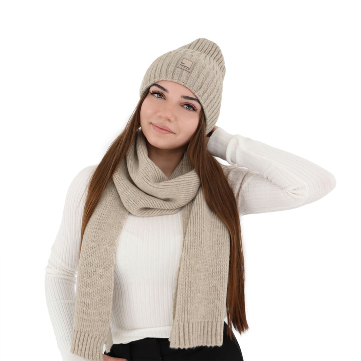 Šátek zimný dámsky béžový merino vlnený Loretta