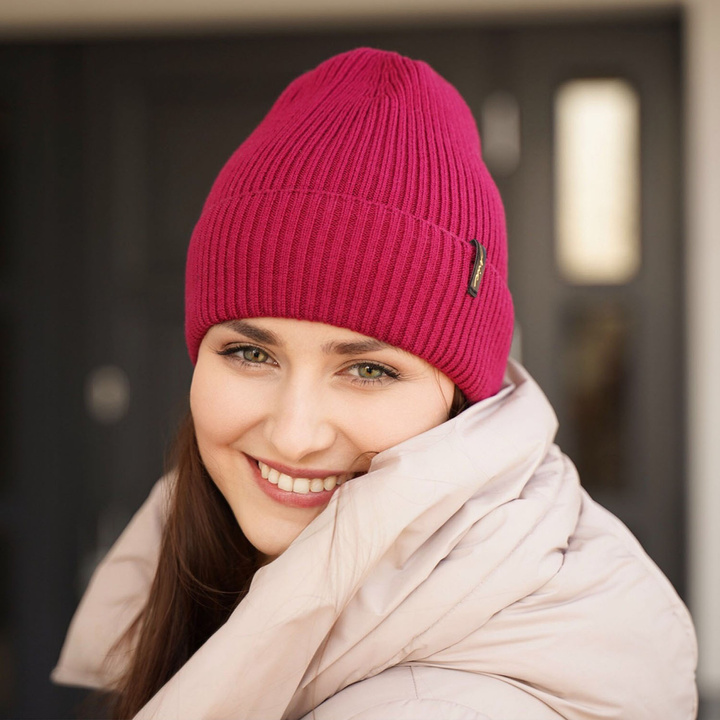 Dámská zimní čepice modrá 100% extra fine merino vlněná Megan