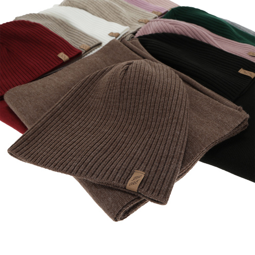 Komplet zimní dámský: čepice a šála, černý, Fena