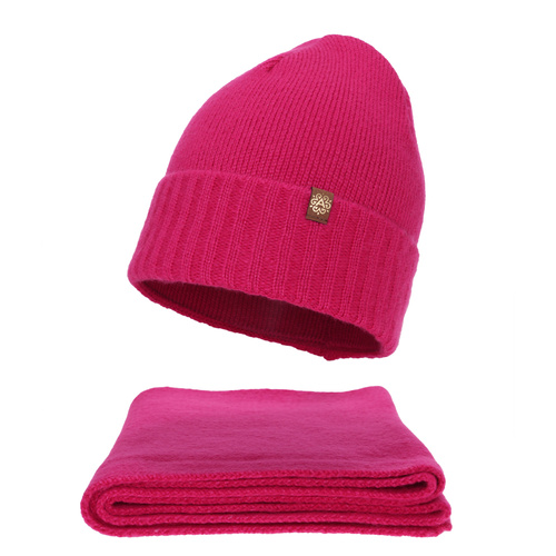 Komplet zimní dámský: čepice a šála, amarant, Shasta