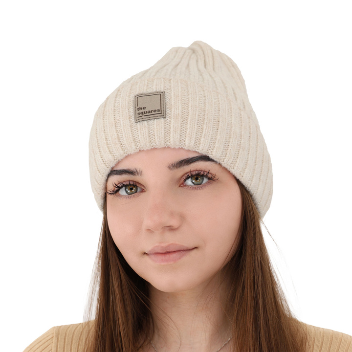 Dámska zimná čiapka krémová merino vlnená Benedetta