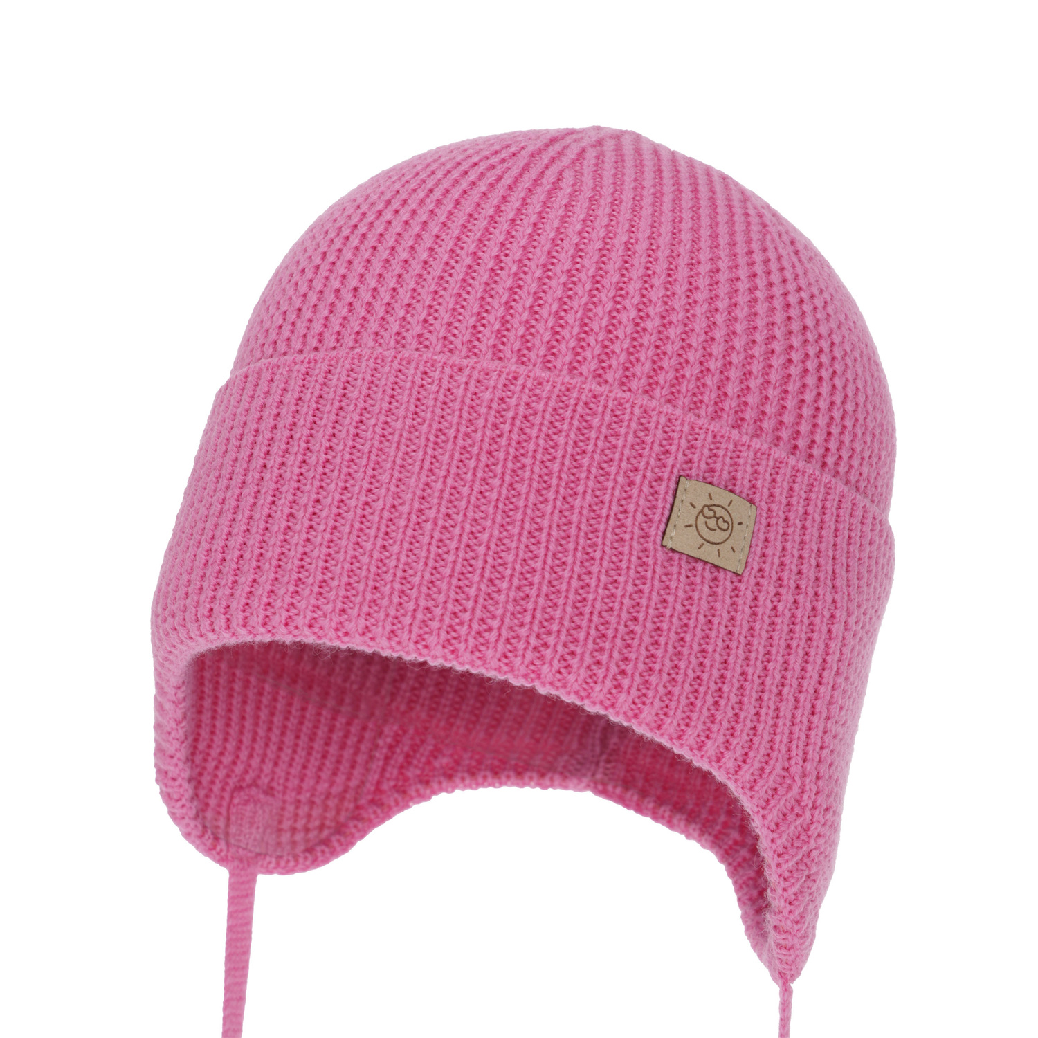 Dívčí zimní, podzimní, jarní čepice, růžová, 100% merino vlněná, zavazovací, Bafra
