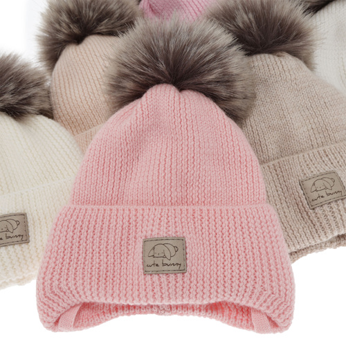 Dívčí zimní čepice, meruňková, zavazovací, 100% merino vlněná, Jena