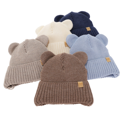 Chlapecká zimní čepice béžová s merino vlnou Shedon