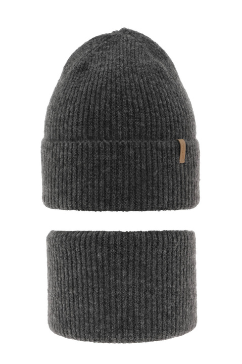 Komplet zimnej dívčej: čiapka a tunel šedý Edila