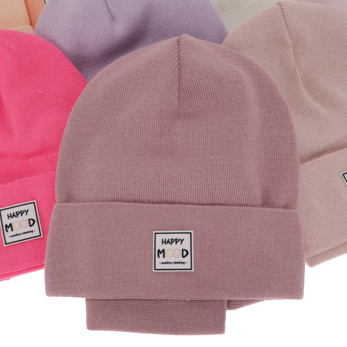 Komplet podzimní/jarní dívčí: čepice a tunel, s bavlnou, růžový Mersila