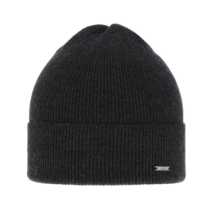 Pánská jarní/zimní čepice šedá 100% extra fine merino vlněná Memfis