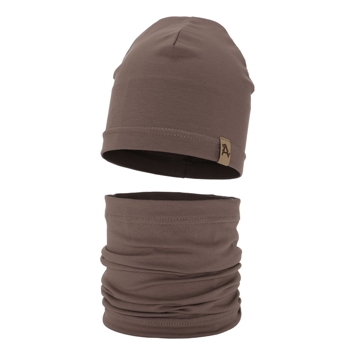 Komplet podzimní/jarní chlapecký: čepice a tunel hnědý Griffin