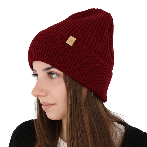Dámská zimní čepice hnědá 100% extra fine merino vlněná Isla