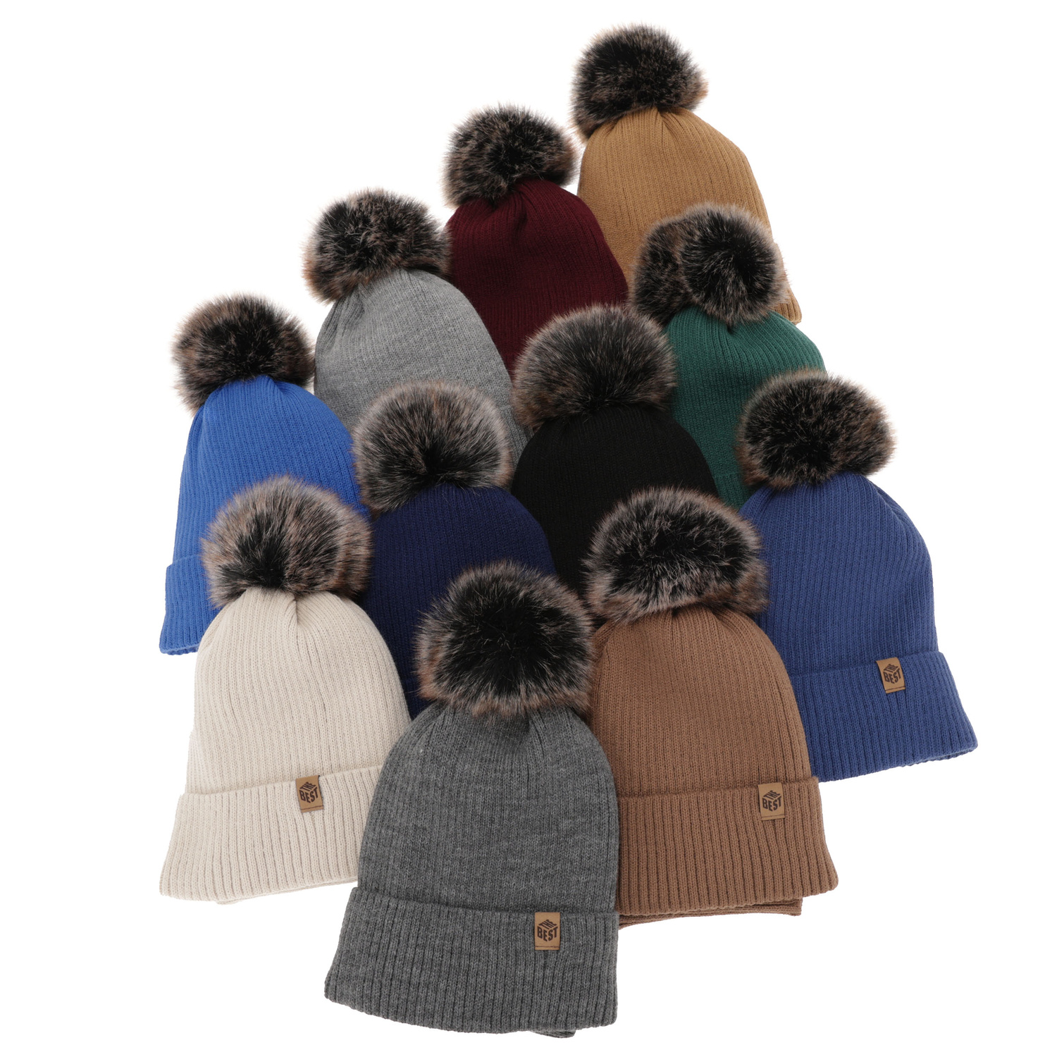 Komplet zimný chlapčenský: čiapka a tunel béžový s bambuľou Wizar