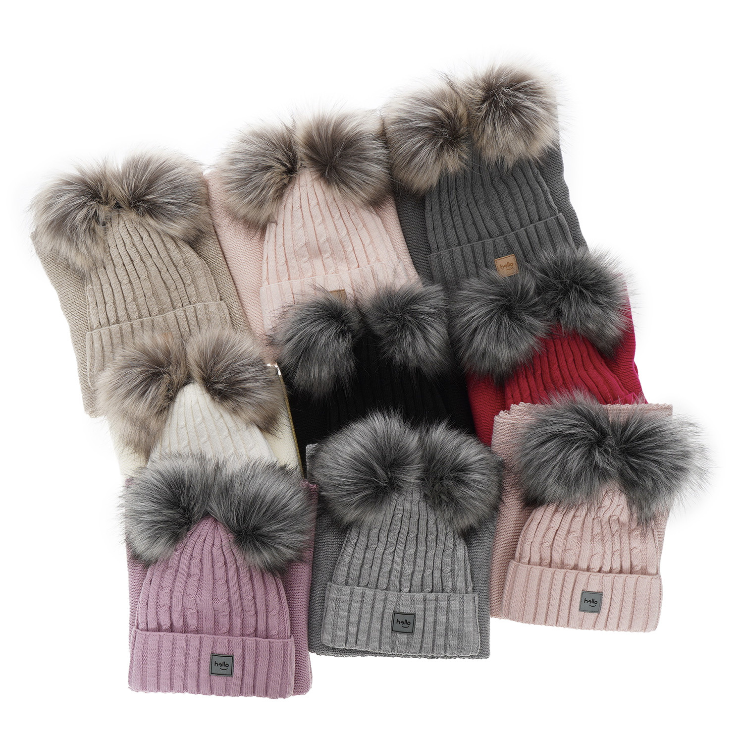 Komplet zimní dívčí: čepice a šála růžový se dvěma bambulemi Zenda