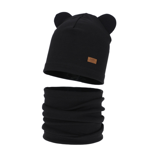 Čepice a tunel pro chlapce, podzimní, jarní komplet, černý Gregory