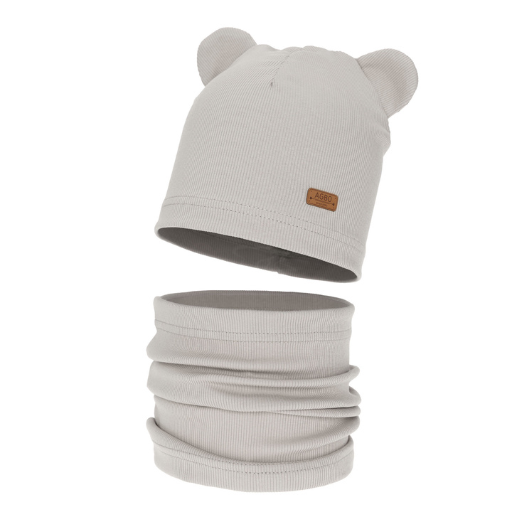 Komplet podzimní, jarní dívčí: čepice a tunel, bavlněný, béžový Georgea