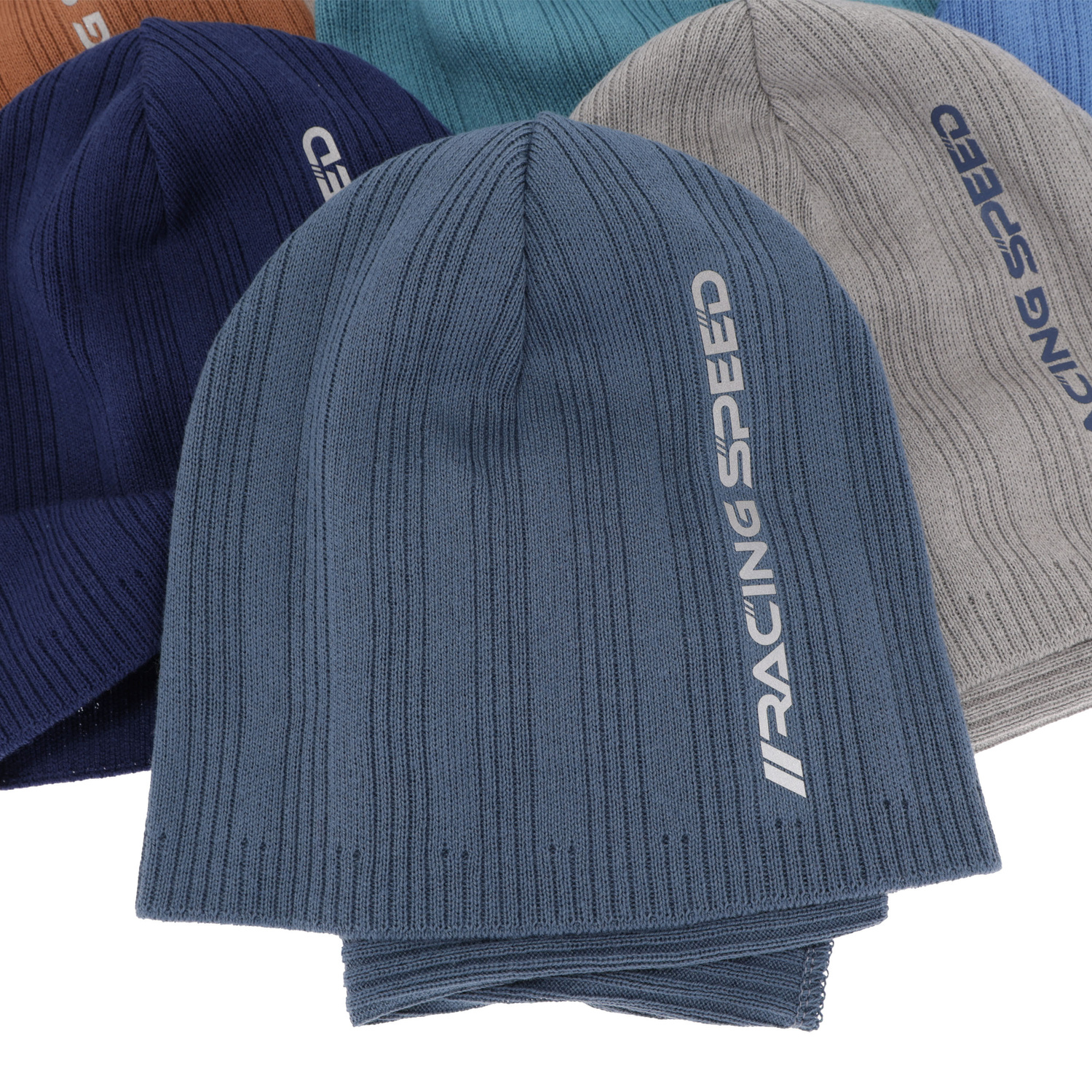 Komplet podzimní/jarní chlapecký: čepice a tunel, s bavlnou, modrý Kolorado