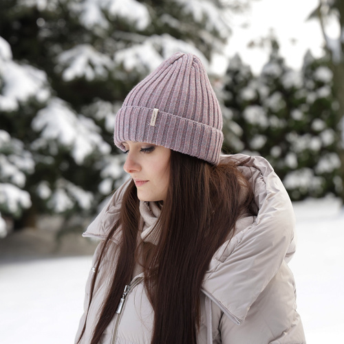 Dámska zimná čiapka ružová merino vlnená Missi
