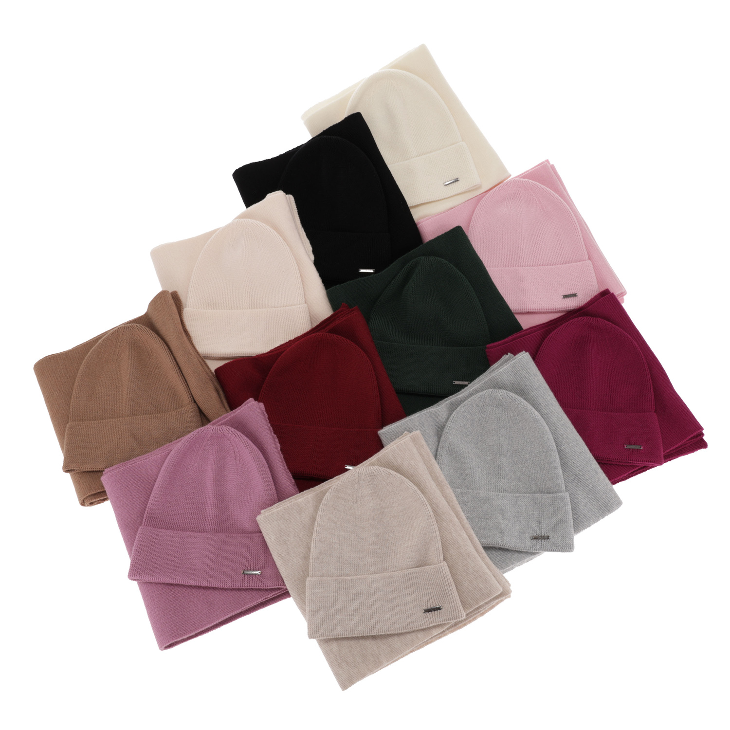 Dámský jarní/zimní set: čepice a šála béžový 100% extra fine merino vlna Melpomena