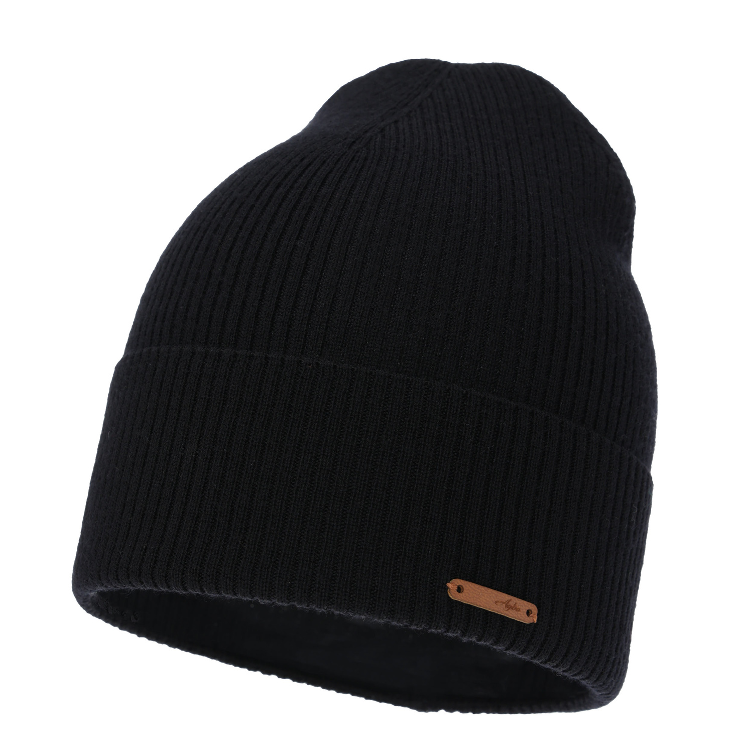 Dámská podzimní, zimní čepice, černá, 100% merino vlněná, Flerra