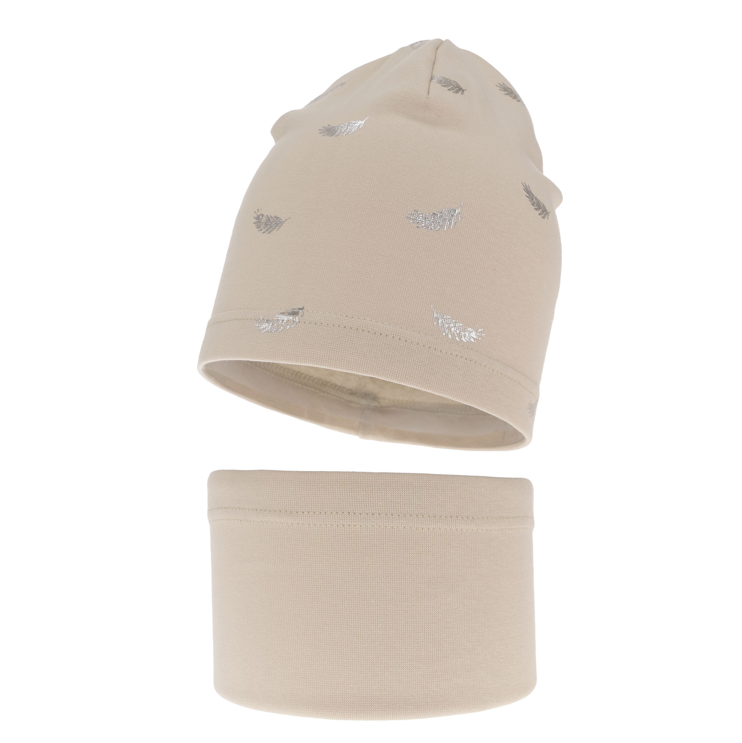 Komplet podzimní/jarní dívčí bavlněná: čepice a tunel béžový Florena