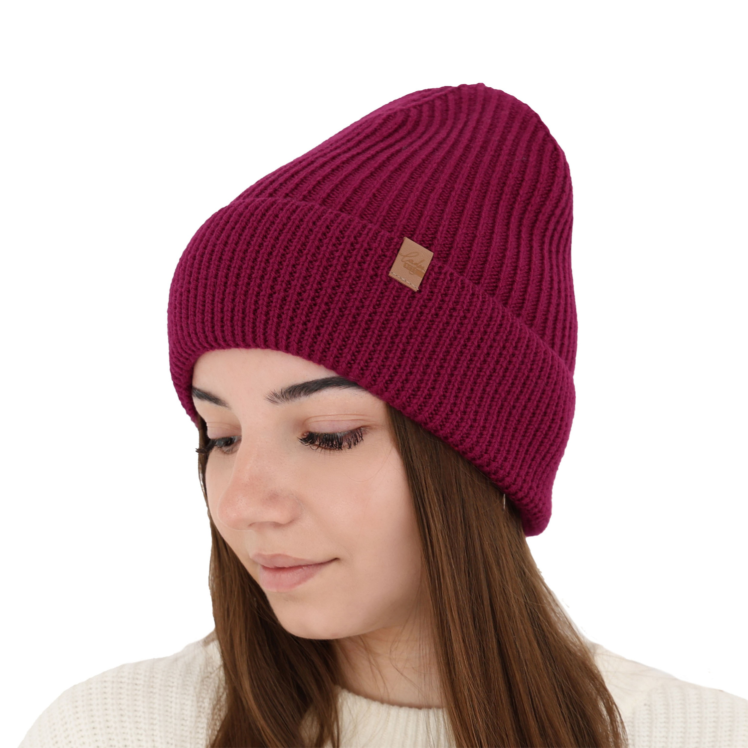 Dámská zimní čepice hnědá 100% extra fine merino vlněná Isla