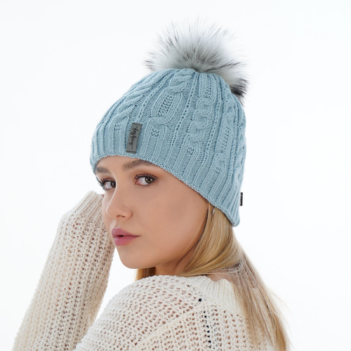 Čepice zimní dámská černá s bambulí Mirka