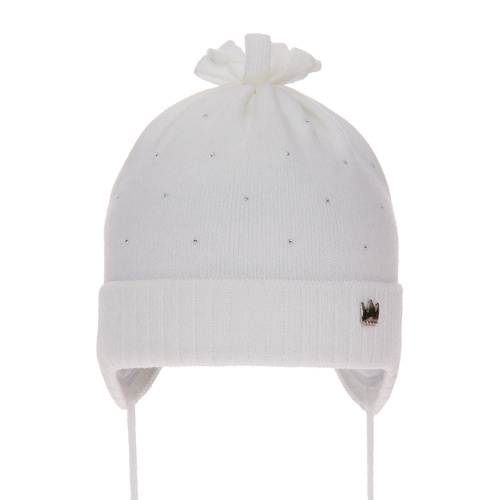 Dívčí podzimní/jarní čepice bílá zavazovací Oliwka