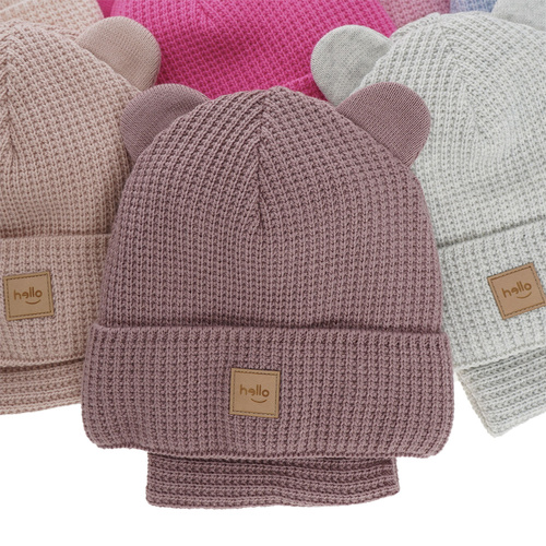 Komplet zimní dívčí: čepice a tunel růžový Harper