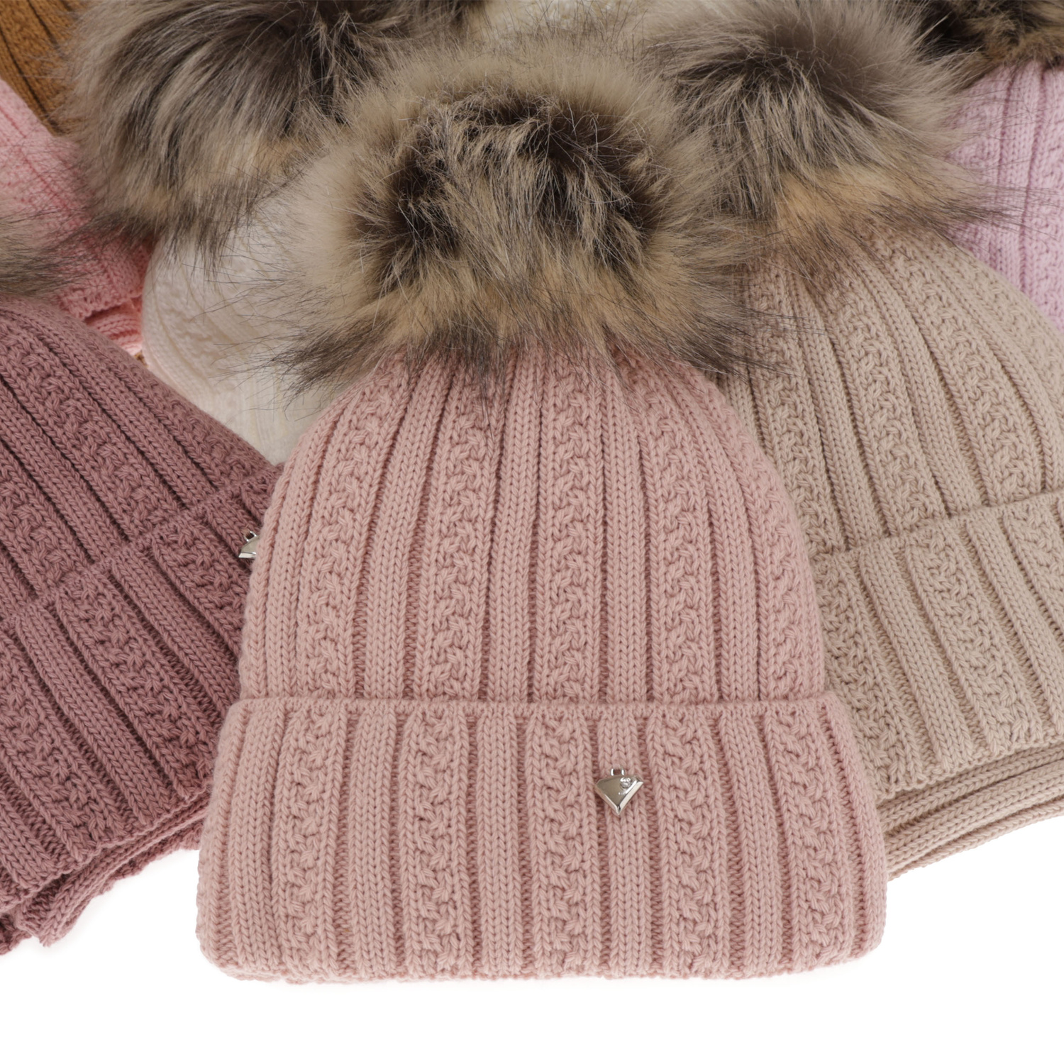 Komplet zimní dívčí: čepice a tunel bílý bambulí Wirginia