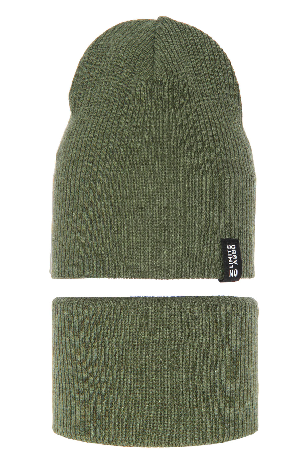 Komplet podzimní/jarní dětský: čepice a tunel, s bavlnou, khaki Tunis