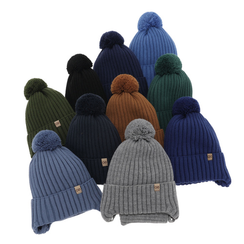 Komplet zimný chlapčenský: čiapka a tunel modrý s bambuľou Carlo