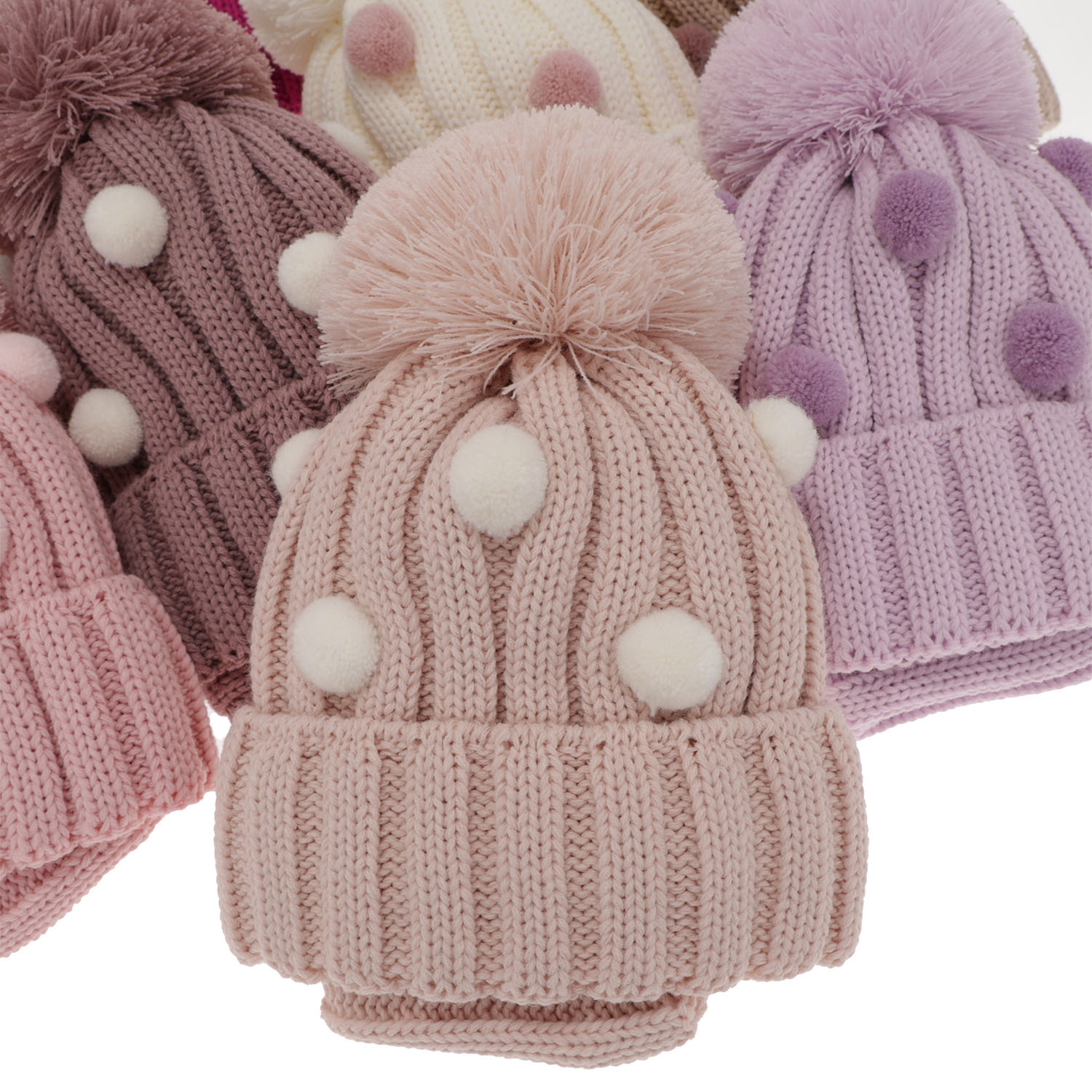 Komplet zimní dívčí: čepice a tunel růžový bambulí Hekate