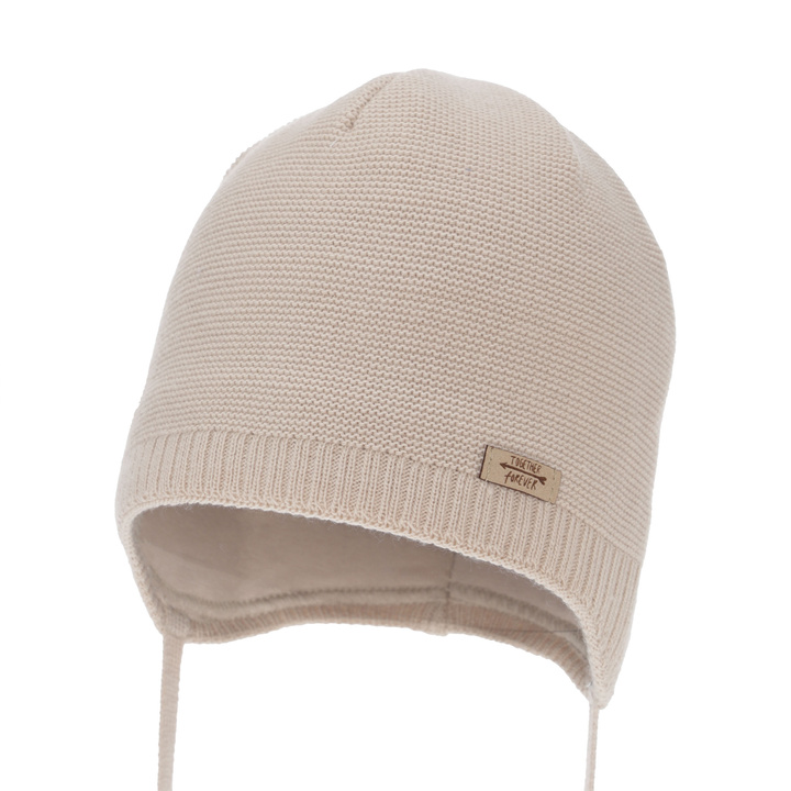 Dívčí podzimní/jarní čepice, béžová, zavazovací, Svenja