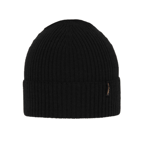 Dámská zimní čepice černá 100% extra fine merino vlněná Megan