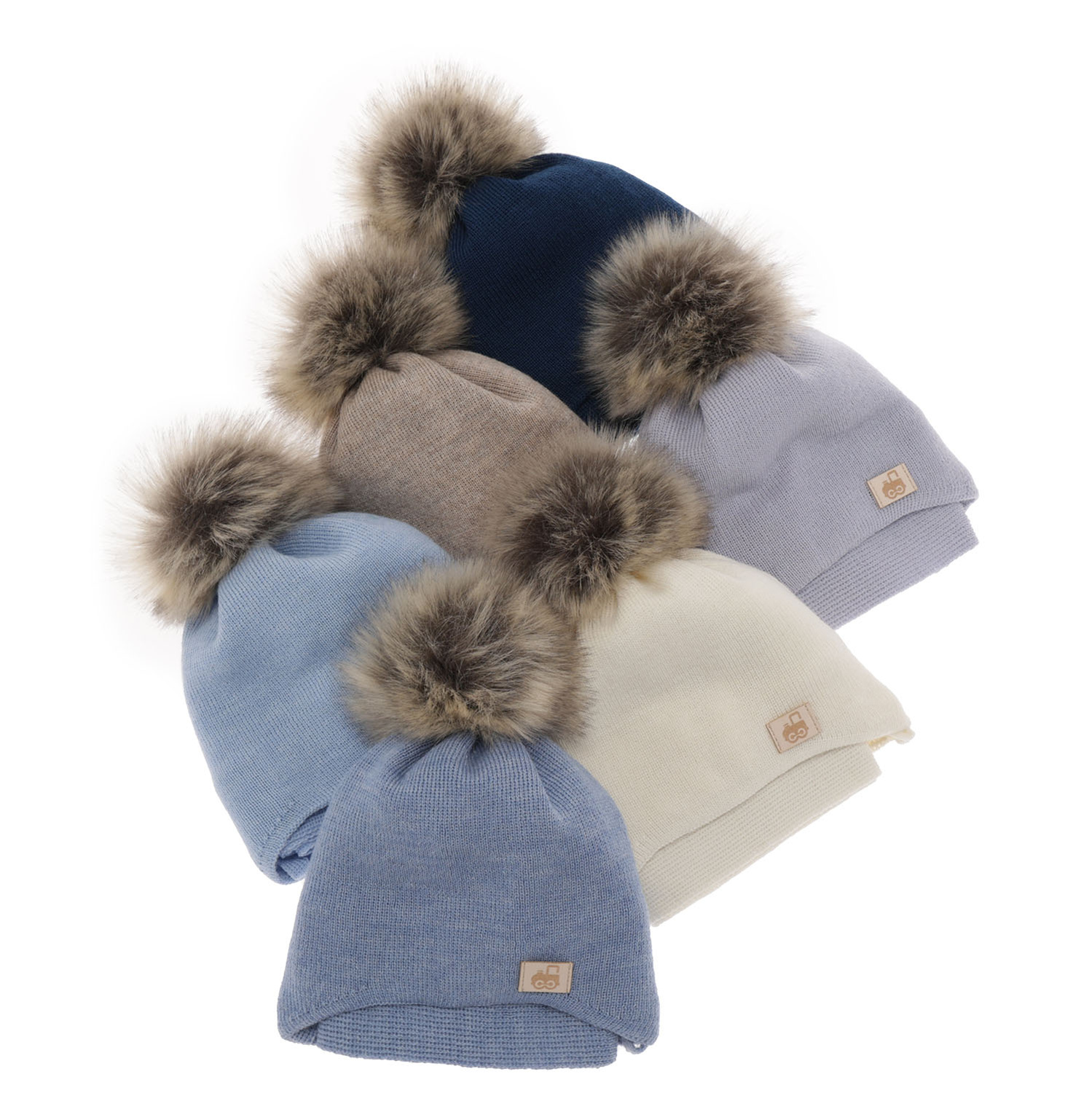 Komplet zimný chlapčenský: čiapka a šál béžový merino vlna Anastazy