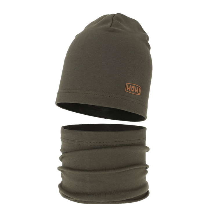 Komplet podzimní/jarní chlapecký: čepice a tunel khaki Frizer