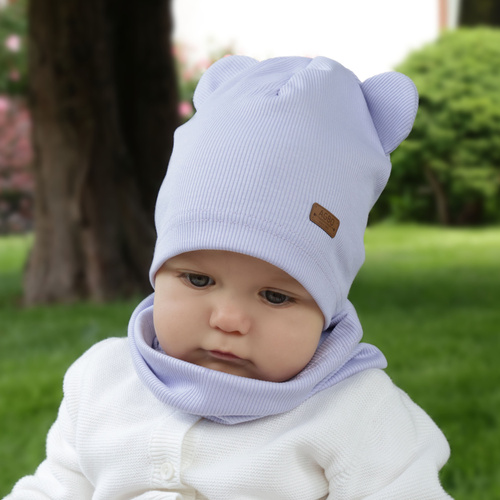 Komplet podzimní, jarní dívčí: čepice a tunel, bavlněný, béžový Georgea