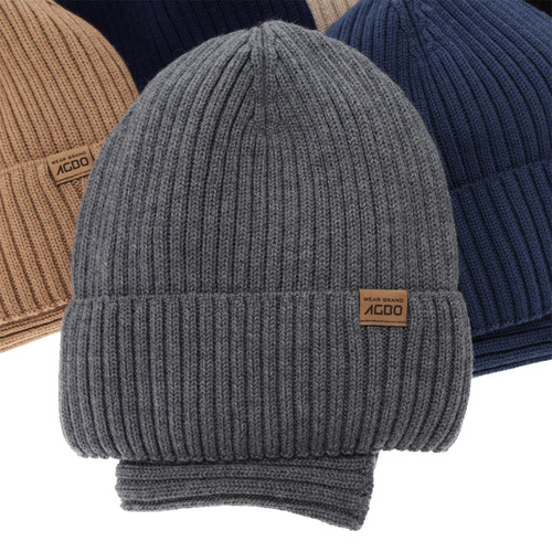 Komplet zimní chlapecký: čepice a tunel, 100% merino vlněná, podšitá merino vlnou, hnědý, Domin